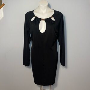 Venus ladies Bodycon cutout dress with gold metal banded neckline. Large